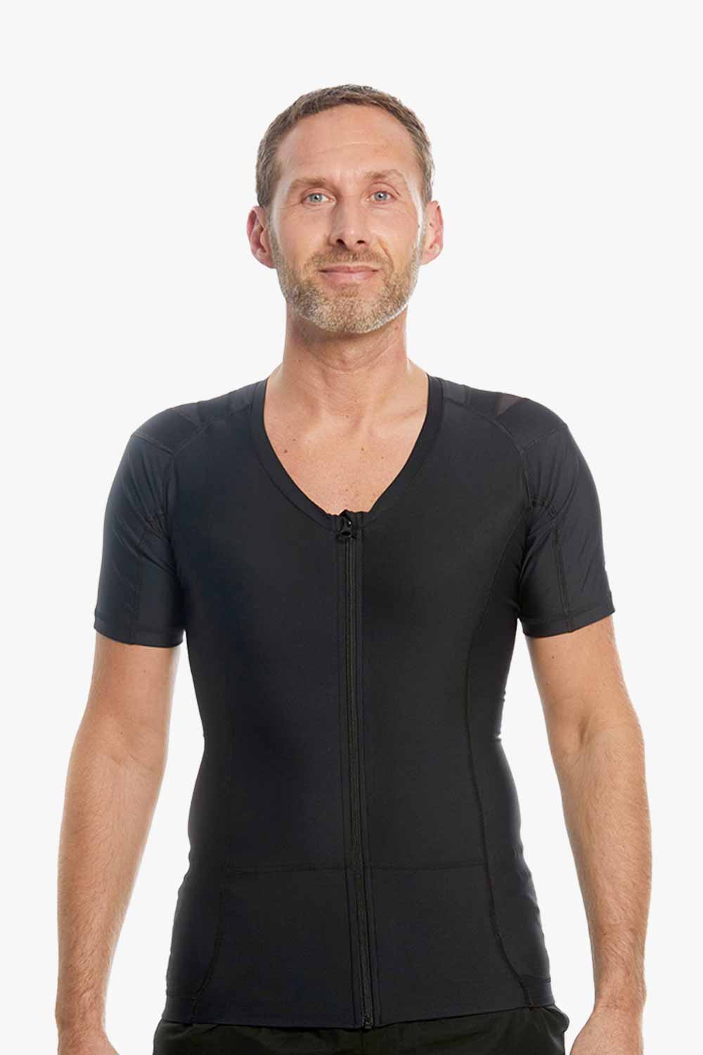 sort posture shirt med lynlås til mænd