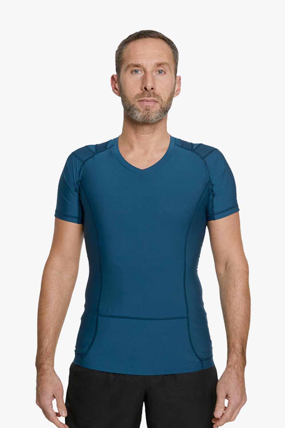 blå posture shirt til mænd set forfra