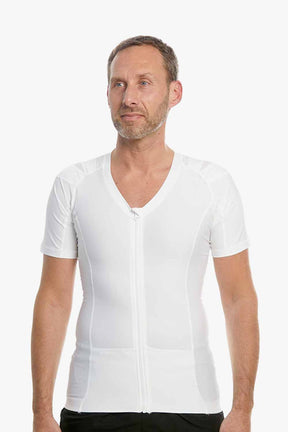 men's posture shirt i hvid med lynlås