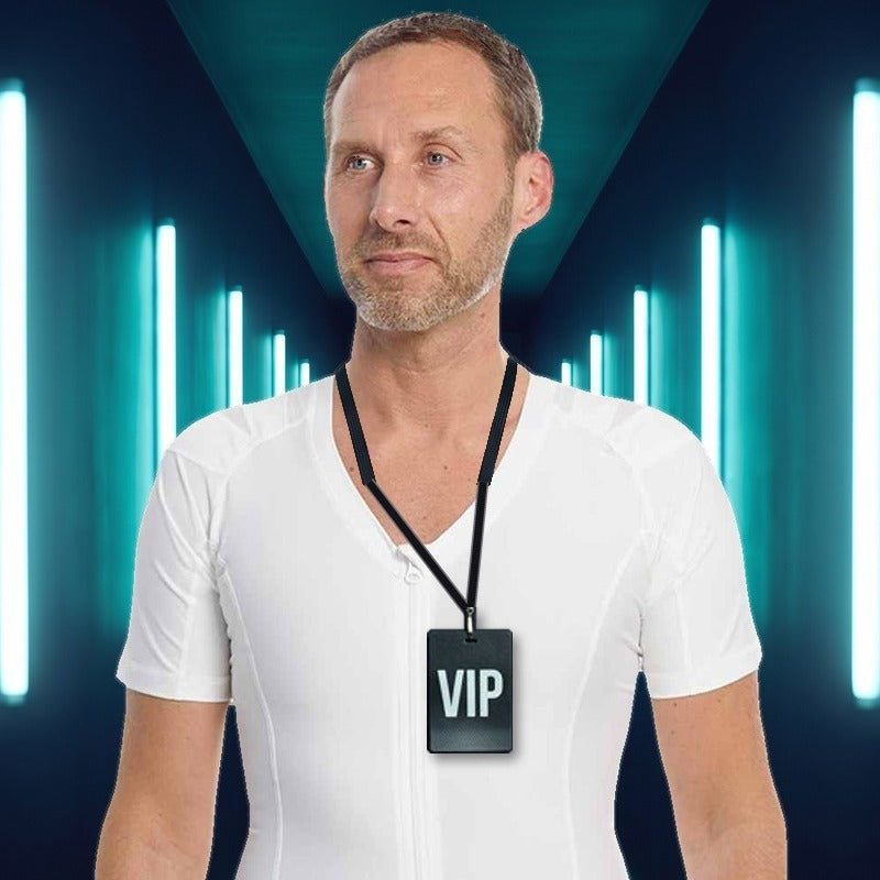 men's posture shirt i hvid med lynlås